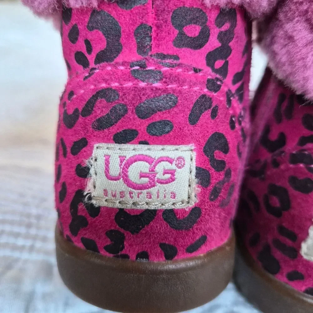 GUC Ugg Jorie Boot Cheetah Pink Metallic Lined Sherling Boot Girls 9